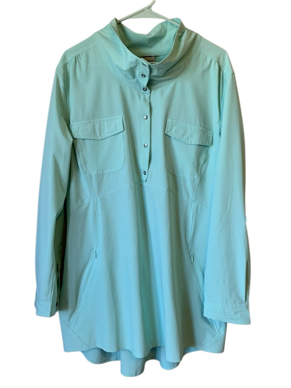 Duluth Trading Sol Survivor Tunic Womens XL Mint Green Hiking Outdoor UPF Sun